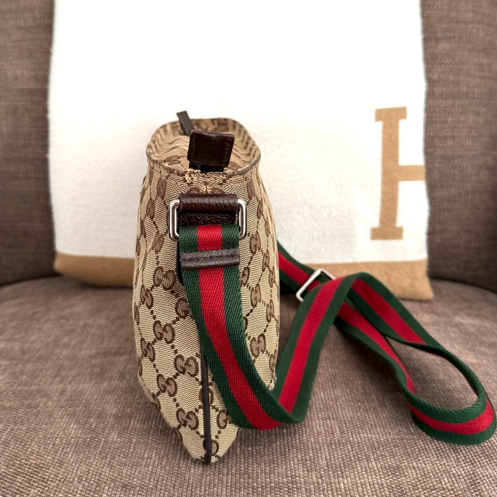 Gucci authentic brown monogram canvas crossbody bag ribbon strap small - Picture 7 of 16